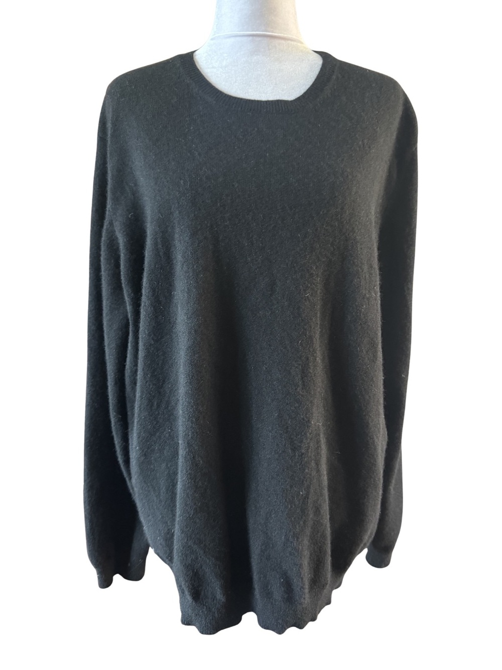 Vintage Lands’ End Hong Kong 100% Cashmere Jet Black Unisex Sweater XL - Picture 4 of 7